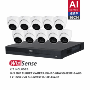 Dahua 10 x 6MP DH-IPC-HDW3666EMP-S-AUS SMD 4.0 AI Turret Security Kit 50m IR 2.8mm with SMD + 16CH NVR