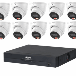 Dahua 6MP 16CH CCTV Kit - 10x Smart Dual Light Turret Cameras with SMD 4.0 &amp; Mic + 16CH PoE NVR (DH-IPC-HDW3667EM-S-IL-ANZ, DHI-NVR4216-16P-AI/ANZ)