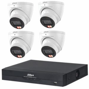 Dahua 6MP 8CH CCTV Kit - 4x Smart Dual Light Turret Cameras with SMD 4.0 &amp; Mic + 8CH PoE NVR (DH-IPC-HDW3667EM-S-IL-ANZ, DHI-NVR4108HS-8P-AI/ANZ)