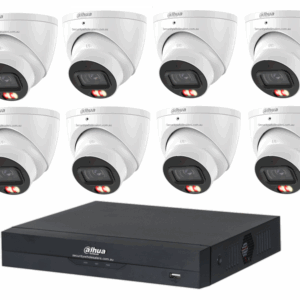 Dahua 6MP 16CH CCTV Kit - 8x Smart Dual Light Turret Cameras with SMD 4.0 &amp; Mic + 16CH PoE NVR (DH-IPC-HDW3667EM-S-IL-ANZ, DHI-NVR4216-16P-AI/ANZ)
